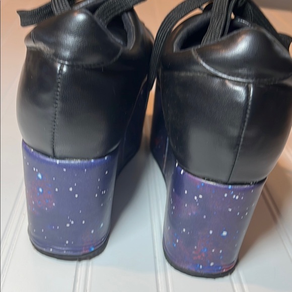 Hot Topic Black Platform Sneakers with Galaxy Print